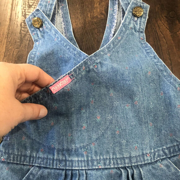 Vintage OshKosh B’Gosh Vestbak Overalls Pink Label Size 3T Flowers Made In USA - Picture 2 of 12